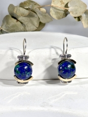 Серебряные серьги Yaffo с азуритом и золотом