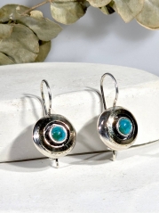 Серебряное кольцо Yaffo с бирюзой и золотом