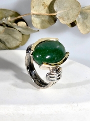 Серебряное кольцо Yaffo с авантюрином и золотом