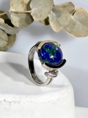 Серебряное кольцо Yaffo с азуритом и золотом