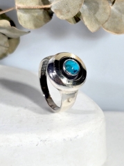 Серебряное кольцо Yaffo с бирюзой и золотом