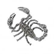 Серебряная брошь ALEXANDRE VASSILIEV с гранатом и марказитами Swarovski
