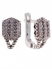 Серебряные серьги ALEXANDRE VASSILIEV с фианитами и марказитами Swarovski