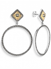 Серебряные серьги ALEXANDRE VASSILIEV с марказитами Swarovski и позолотой